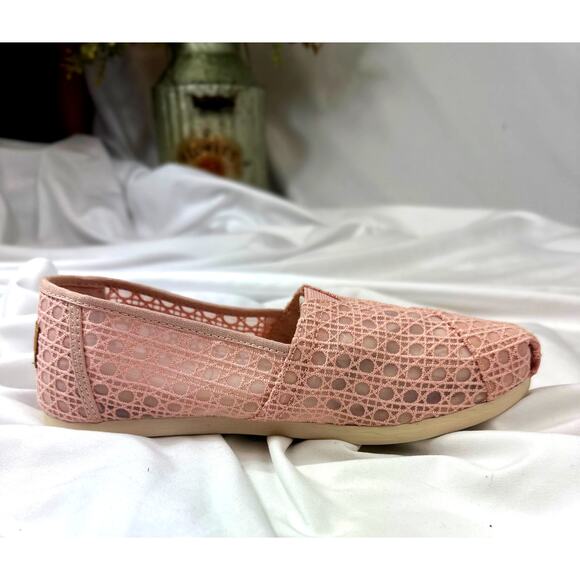 Toms Alpargata Ballet Pink Basket Weave Lace Shoe 7.5 - Picture 1 of 10